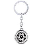 Love Heart Aroma Therapy Essential Oil Perfume Diffuser 8 Refill Pads Stainless Steel Key Chain