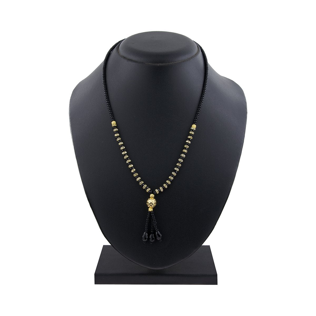 Traditional Designer Black Beads CZ Gold Necklace Mangalsutra Bulk