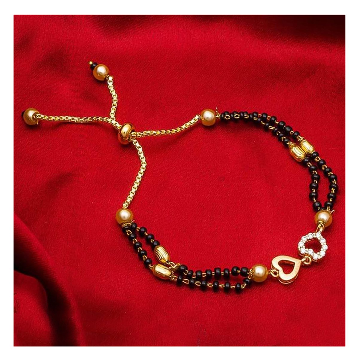 Heart Love Valentine Slider Expandable Hand Wrist Mangalsutra Bracelet Main image