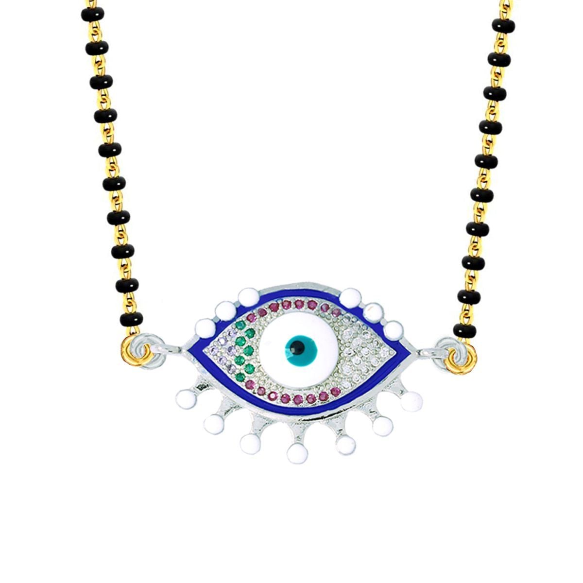 Turkish Blue Evil Eye Good Luck CZ Mangalsutra Chain Necklace Bulk Secondary image