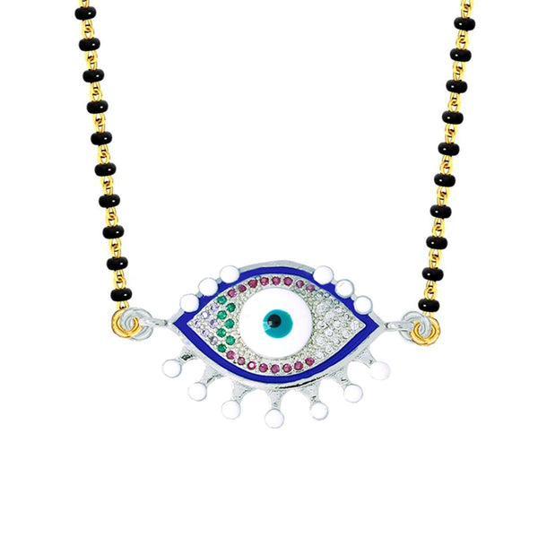 Turkish Blue Evil Eye Good Luck CZ Mangalsutra Chain Necklace Bulk Secondary image