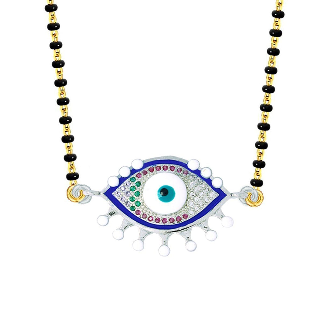 Turkish Blue Evil Eye Good Luck CZ Mangalsutra Chain Necklace Bulk