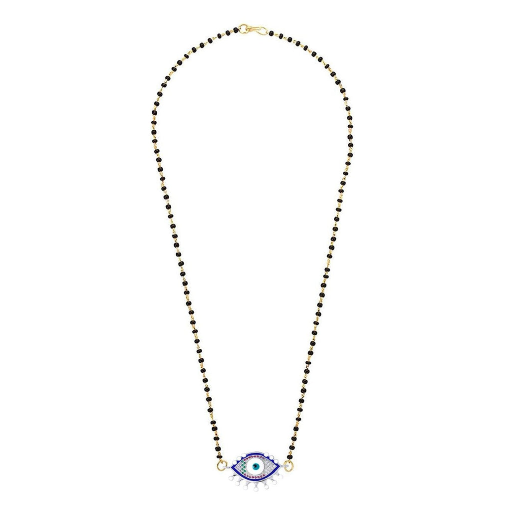 Turkish Blue Evil Eye Good Luck CZ Mangalsutra Chain Necklace Bulk