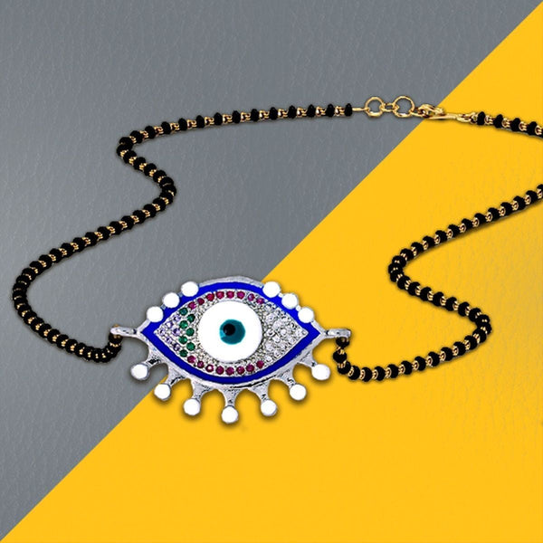 Turkish Blue Evil Eye Good Luck CZ Mangalsutra Chain Necklace Bulk Main image