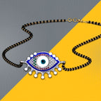 Turkish Blue Evil Eye Good Luck CZ Mangalsutra Chain Necklace Bulk