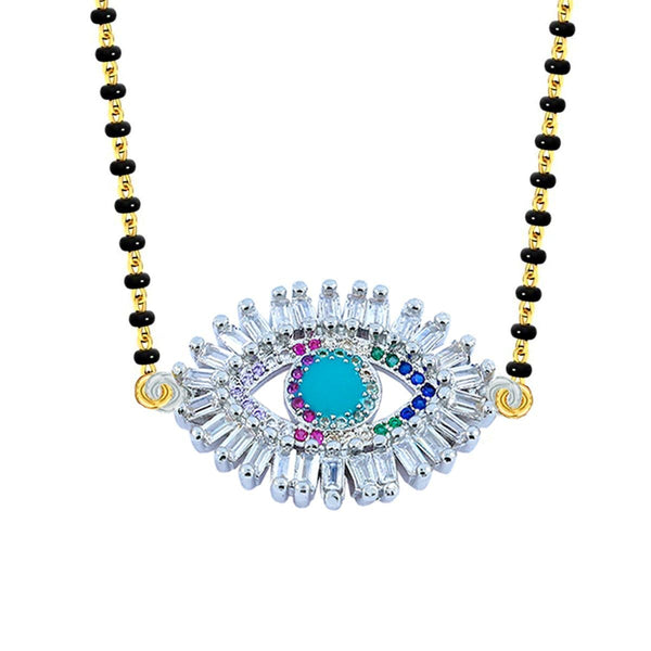 Turkish Evil Eye Good Luck CZ Mangalsutra Chain Necklace Bulk Secondary image