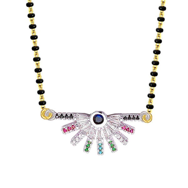 Delicate Rainbow Colourful Silver Mangalsutra Chain Necklace Bulk Secondary image