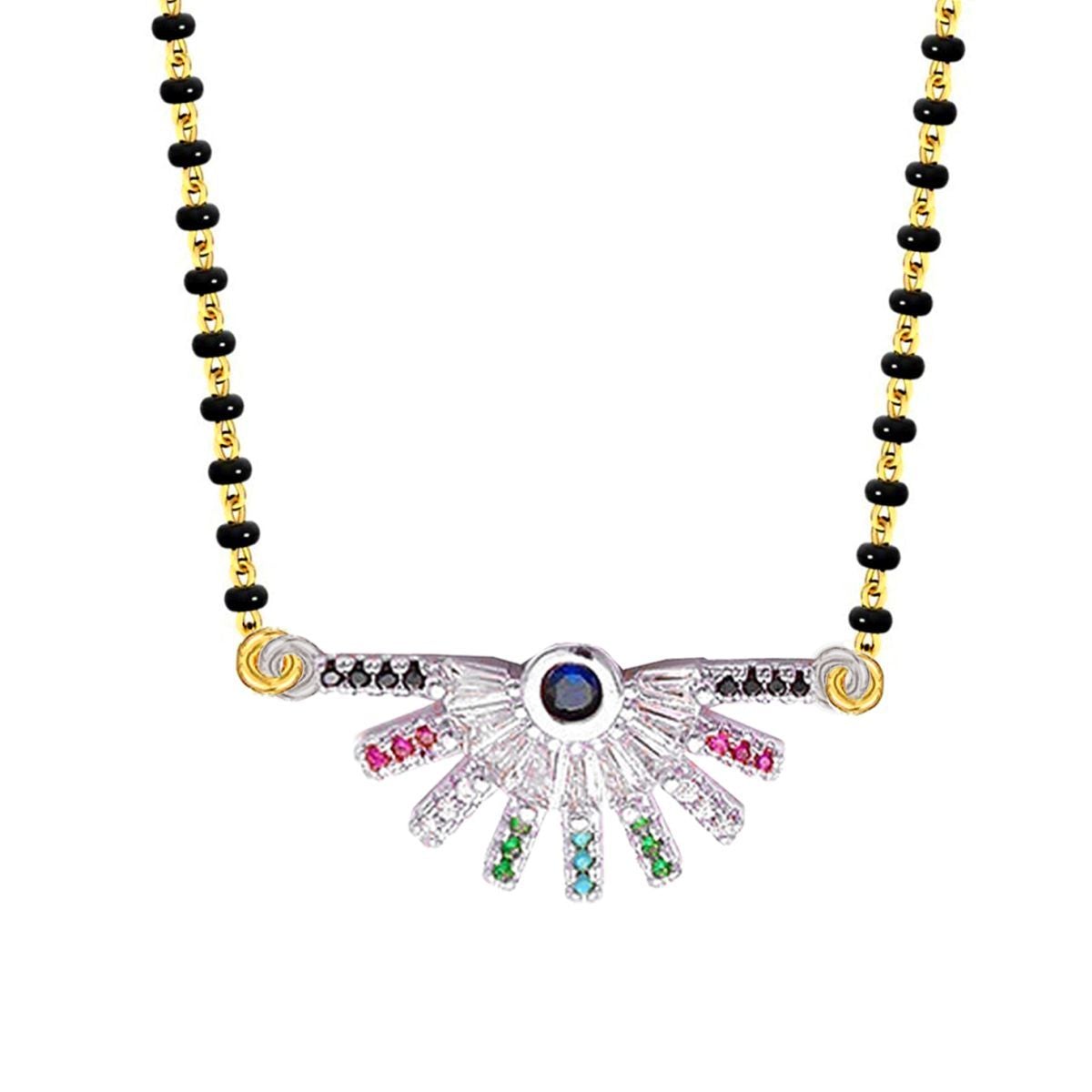 Delicate Rainbow Colourful Silver Mangalsutra Chain Necklace Bulk