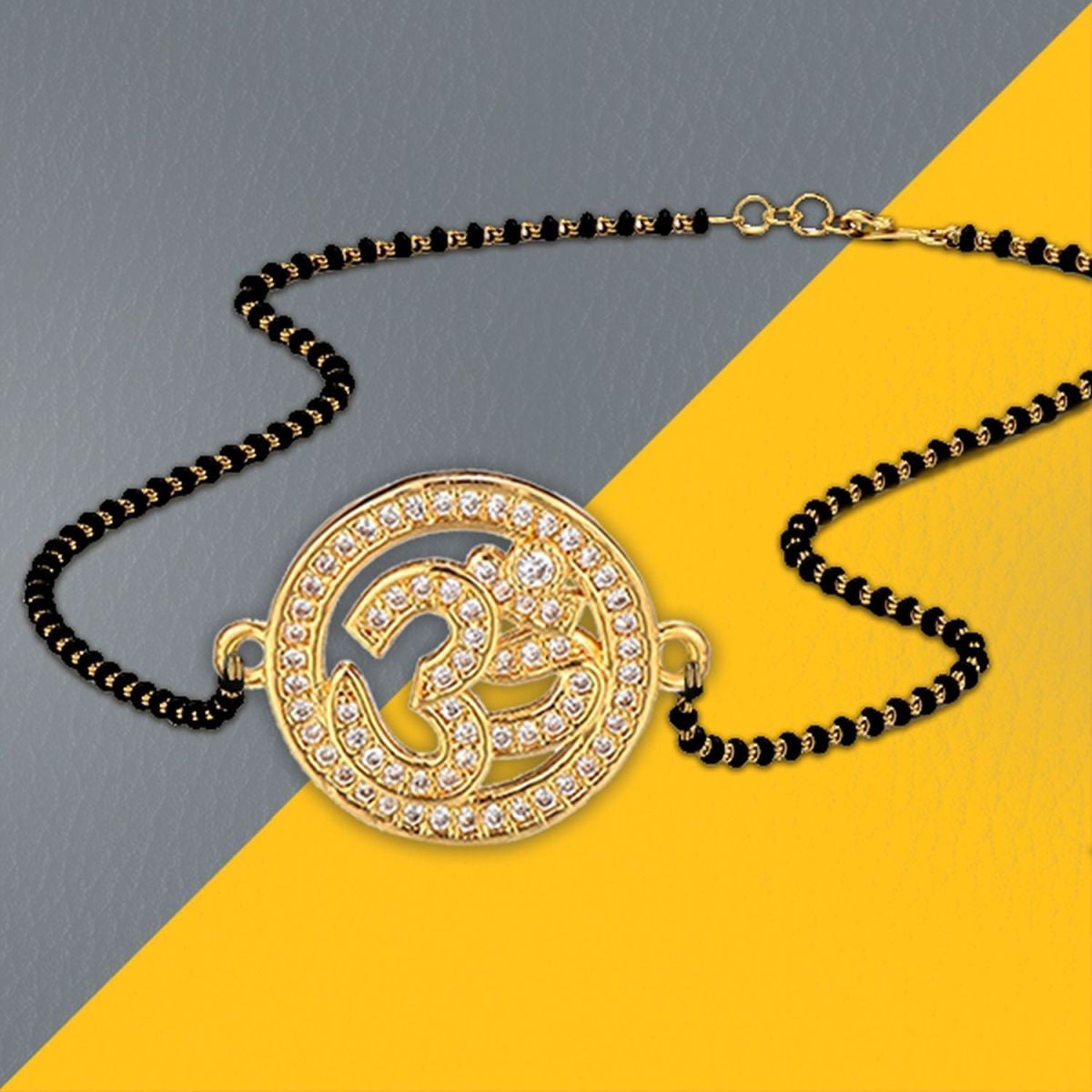 Aum Om 18K Gold CZ Adjustable Mangalsutra Chain Necklace Bulk Main image