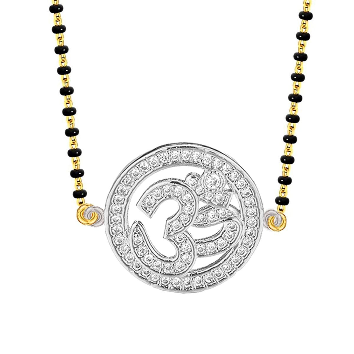 Aum Om Silver CZ Adjustable Mangalsutra Chain Necklace Bulk