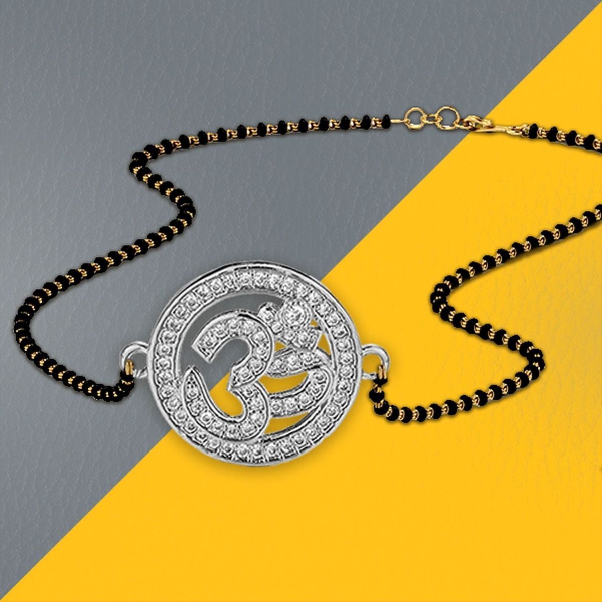 Aum Om Silver CZ Adjustable Mangalsutra Chain Necklace Bulk