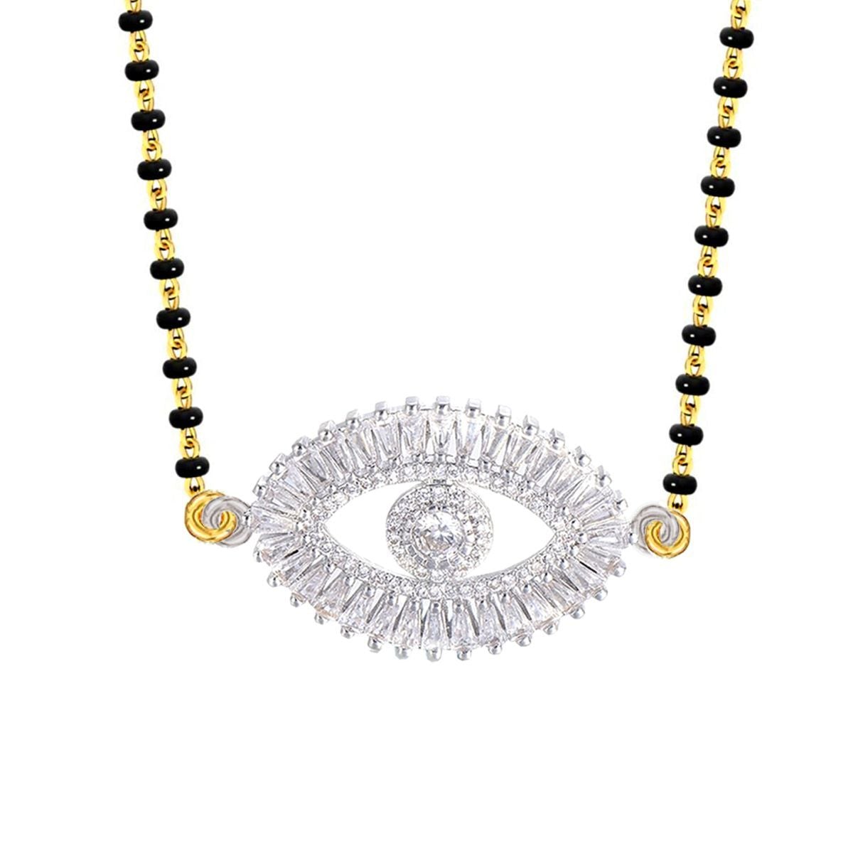 Turkish Evil Eye Good Luck Baguette Cz Mangalsutra Chain Necklace Secondary image