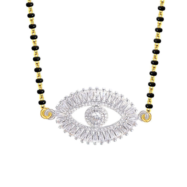 Turkish Evil Eye Good Luck Baguette Cz Mangalsutra Chain Necklace Secondary image