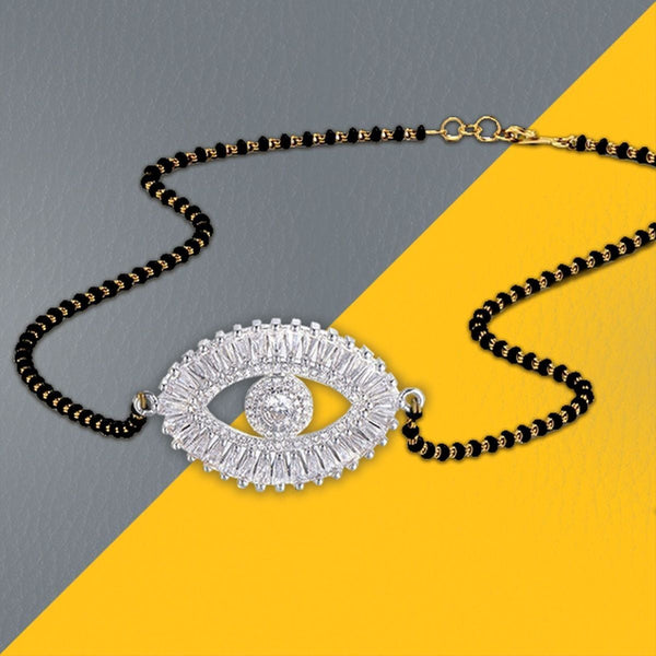 Turkish Evil Eye Good Luck Baguette Cz Mangalsutra Chain Necklace Main image