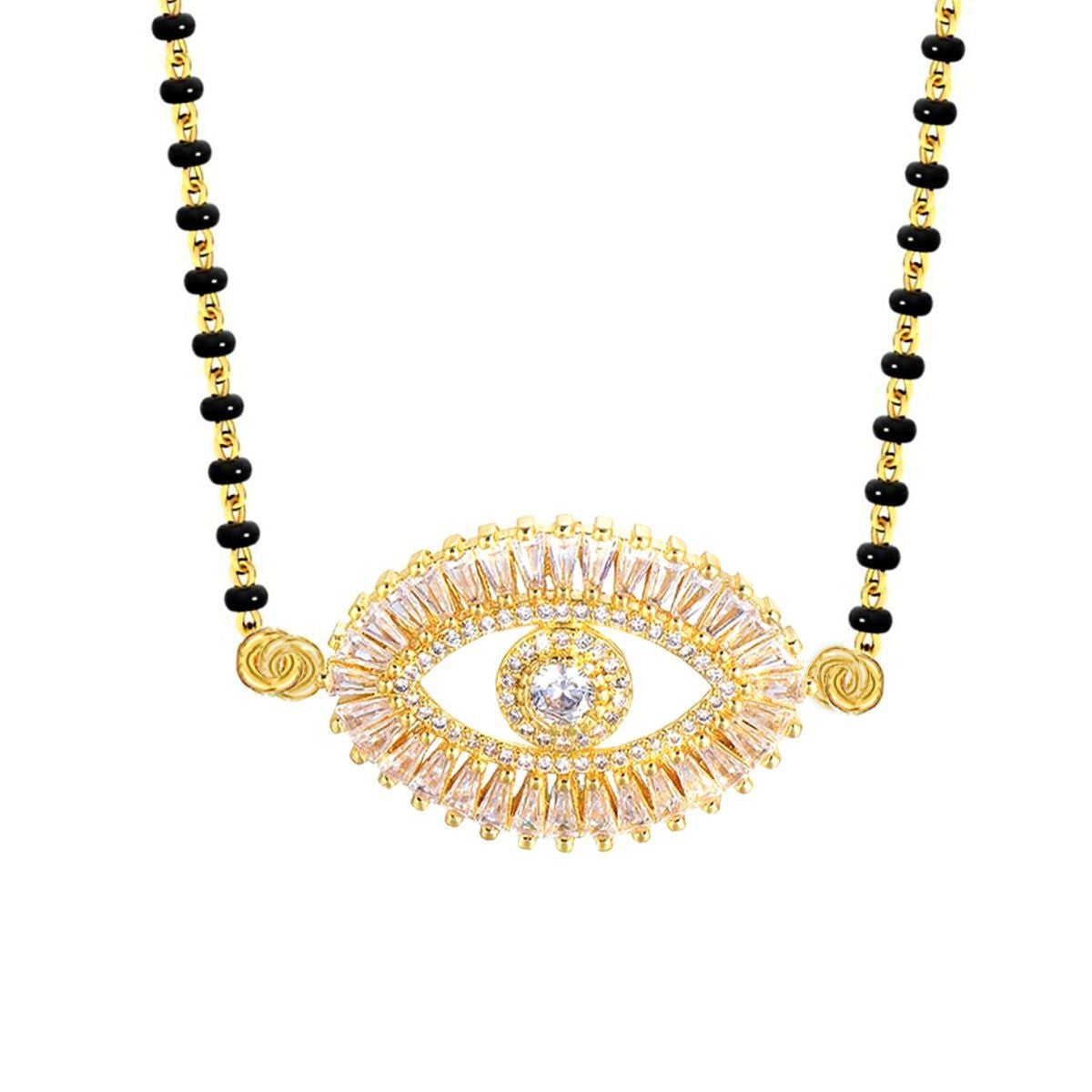 Turkish Evil Eye Good Luck Baguette Cz Mangalsutra Chain Necklace Secondary image