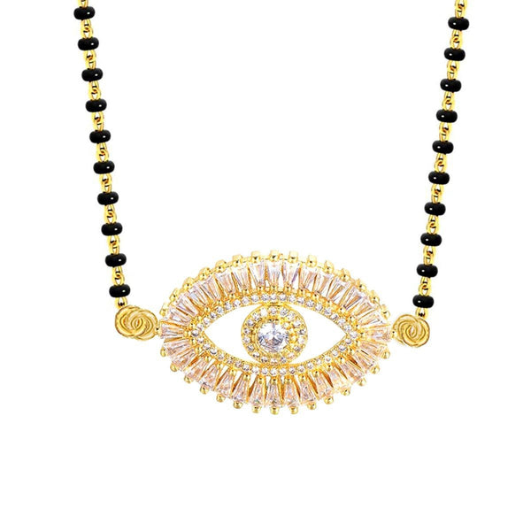 Turkish Evil Eye Good Luck Baguette Cz Mangalsutra Chain Necklace Secondary image