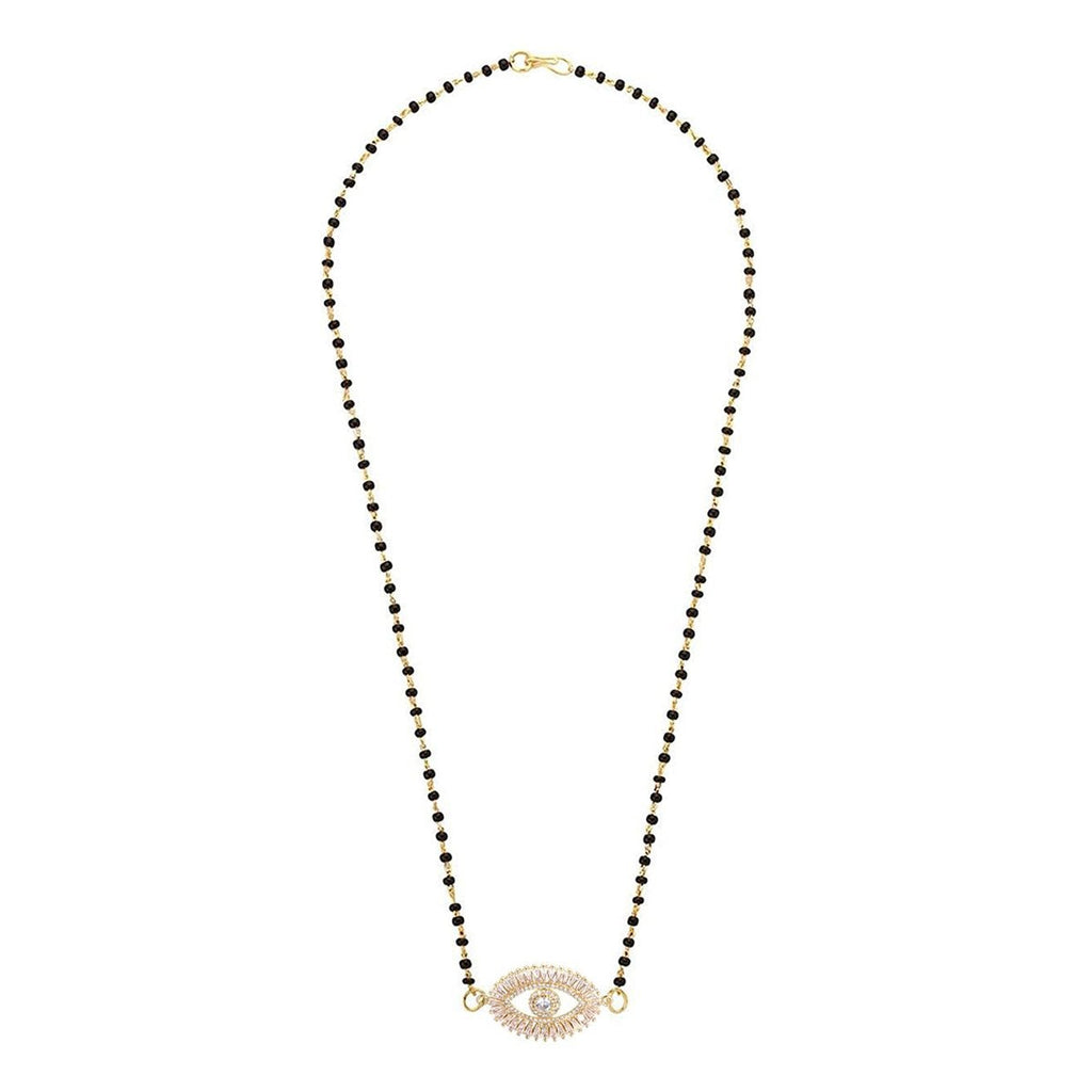Turkish Evil Eye Good Luck Baguette Cz Mangalsutra Chain Necklace