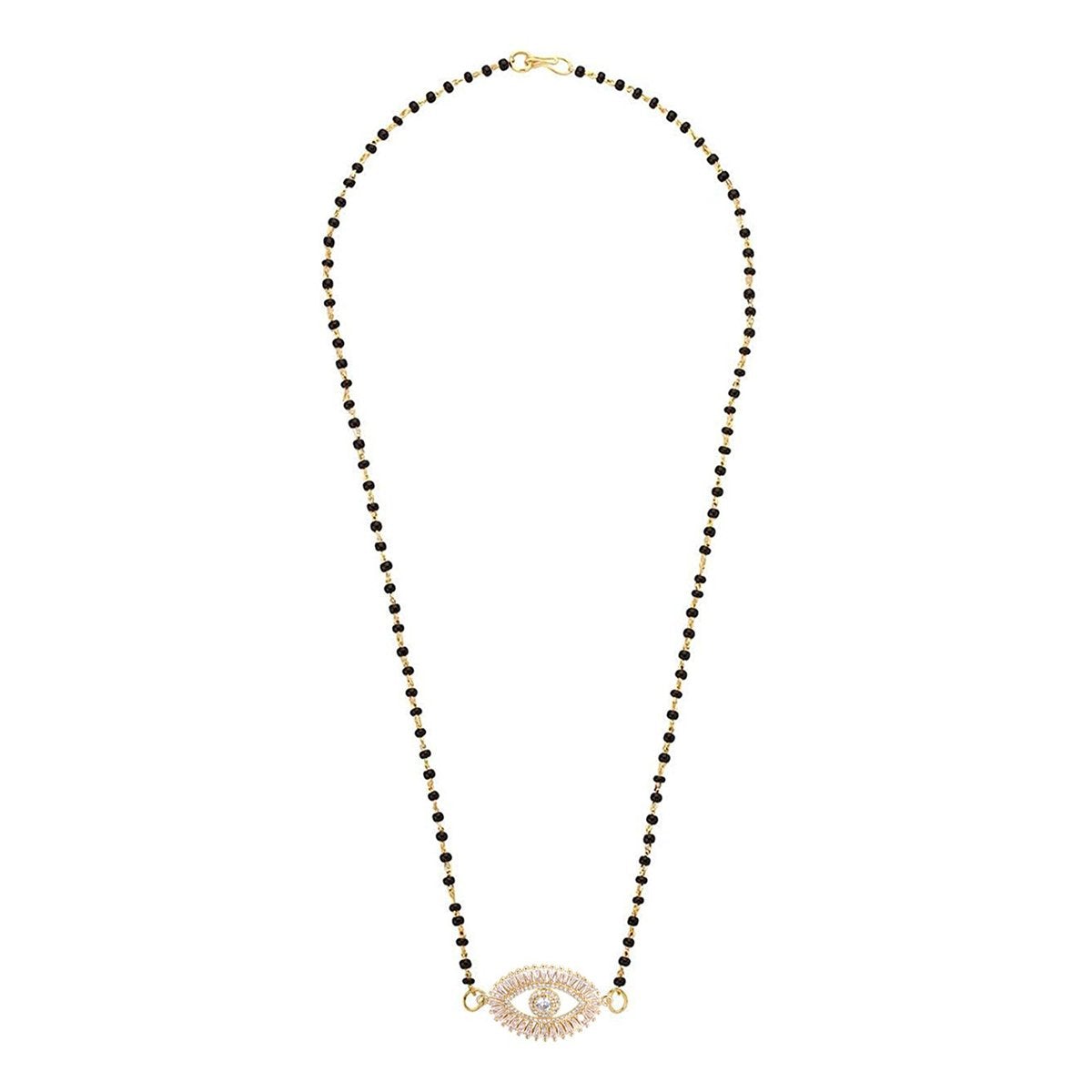 Turkish Evil Eye Good Luck Baguette Cz Mangalsutra Chain Necklace