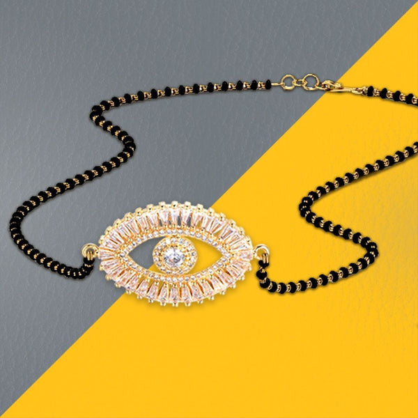 Turkish Evil Eye Good Luck Baguette Cz Mangalsutra Chain Necklace Main image