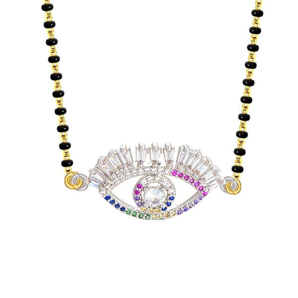Turkish Evil Eye Good Luck Baguette Cz Mangalsutra Chain Necklace Secondary image