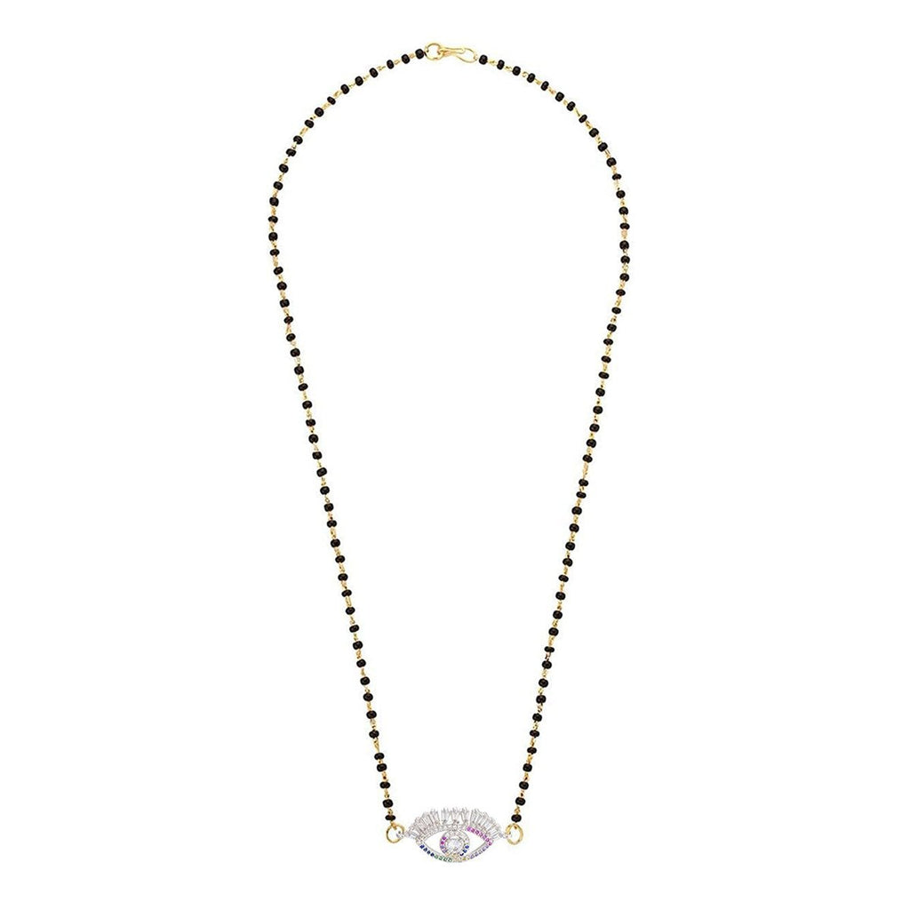 Turkish Evil Eye Good Luck Baguette Cz Mangalsutra Chain Necklace