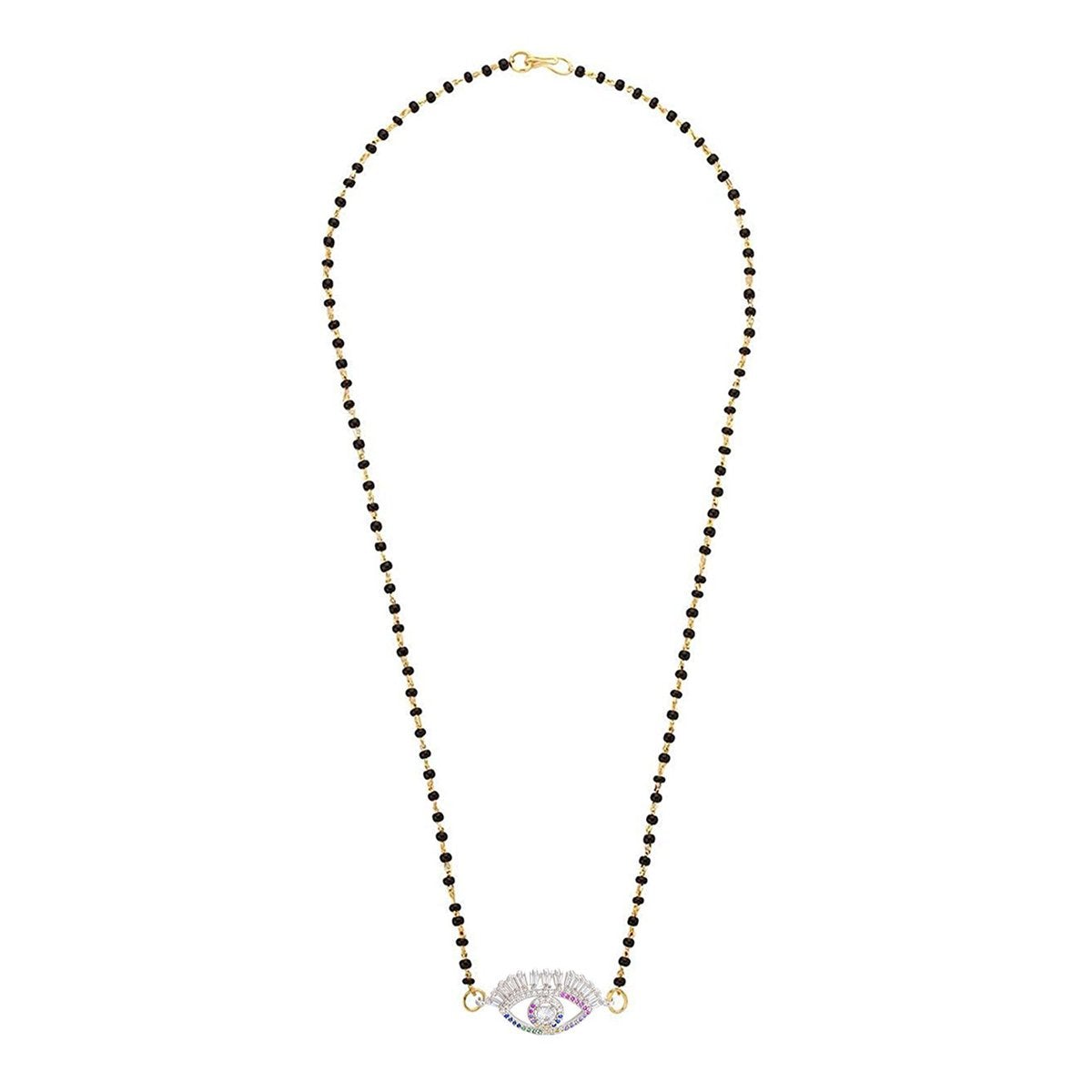 Turkish Evil Eye Good Luck Baguette Cz Mangalsutra Chain Necklace