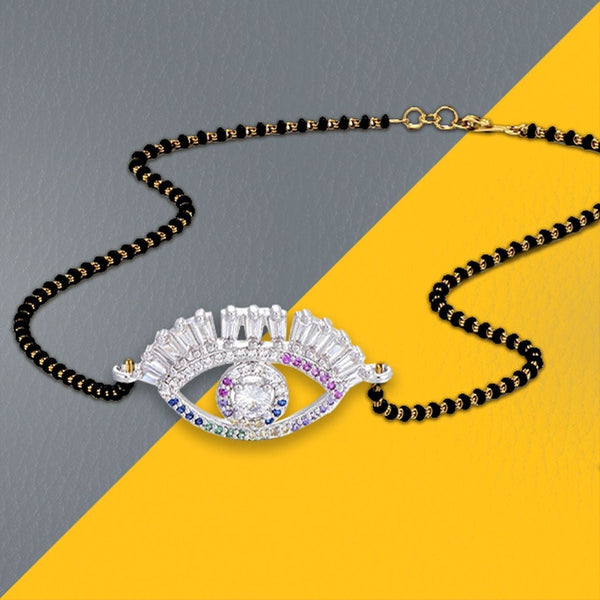 Turkish Evil Eye Good Luck Baguette Cz Mangalsutra Chain Necklace Main image