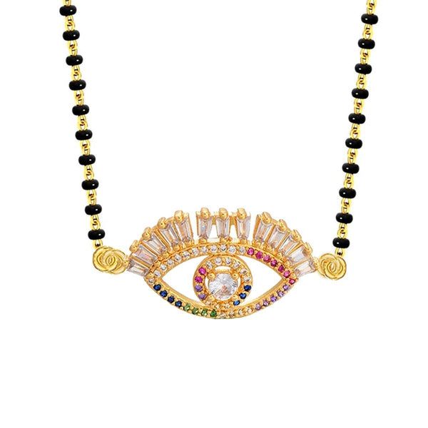 Turkish Evil Eye Good Luck Baguette Cz Mangalsutra Chain Necklace Secondary image