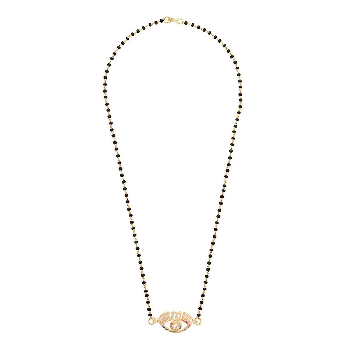 Turkish Evil Eye Good Luck Baguette Cz Mangalsutra Chain Necklace