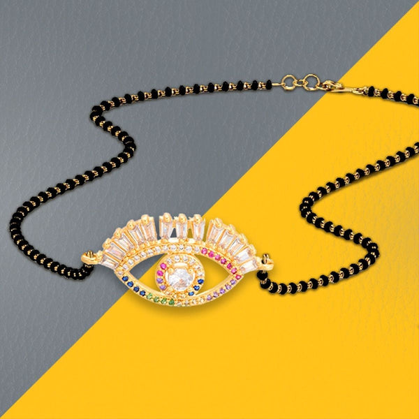 Turkish Evil Eye Good Luck Baguette Cz Mangalsutra Chain Necklace Main image