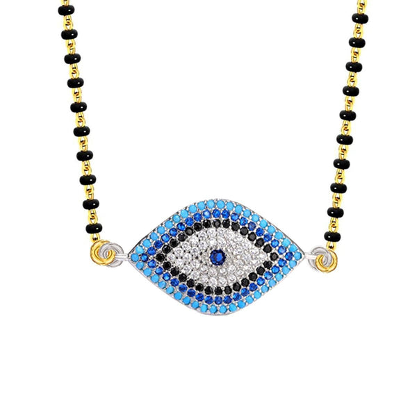 Turkish Blue Evil Eye Good Luck CZ Mangalsutra Chain Necklace Bulk Secondary image
