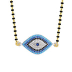 Turkish Blue Evil Eye Good Luck CZ Mangalsutra Chain Necklace Bulk