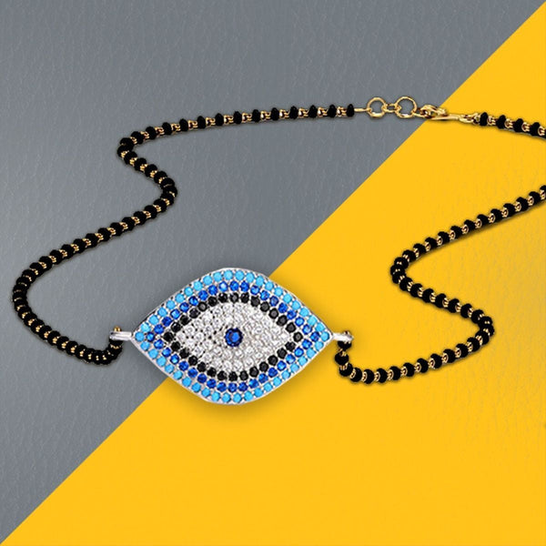 Turkish Blue Evil Eye Good Luck CZ Mangalsutra Chain Necklace Bulk Main image