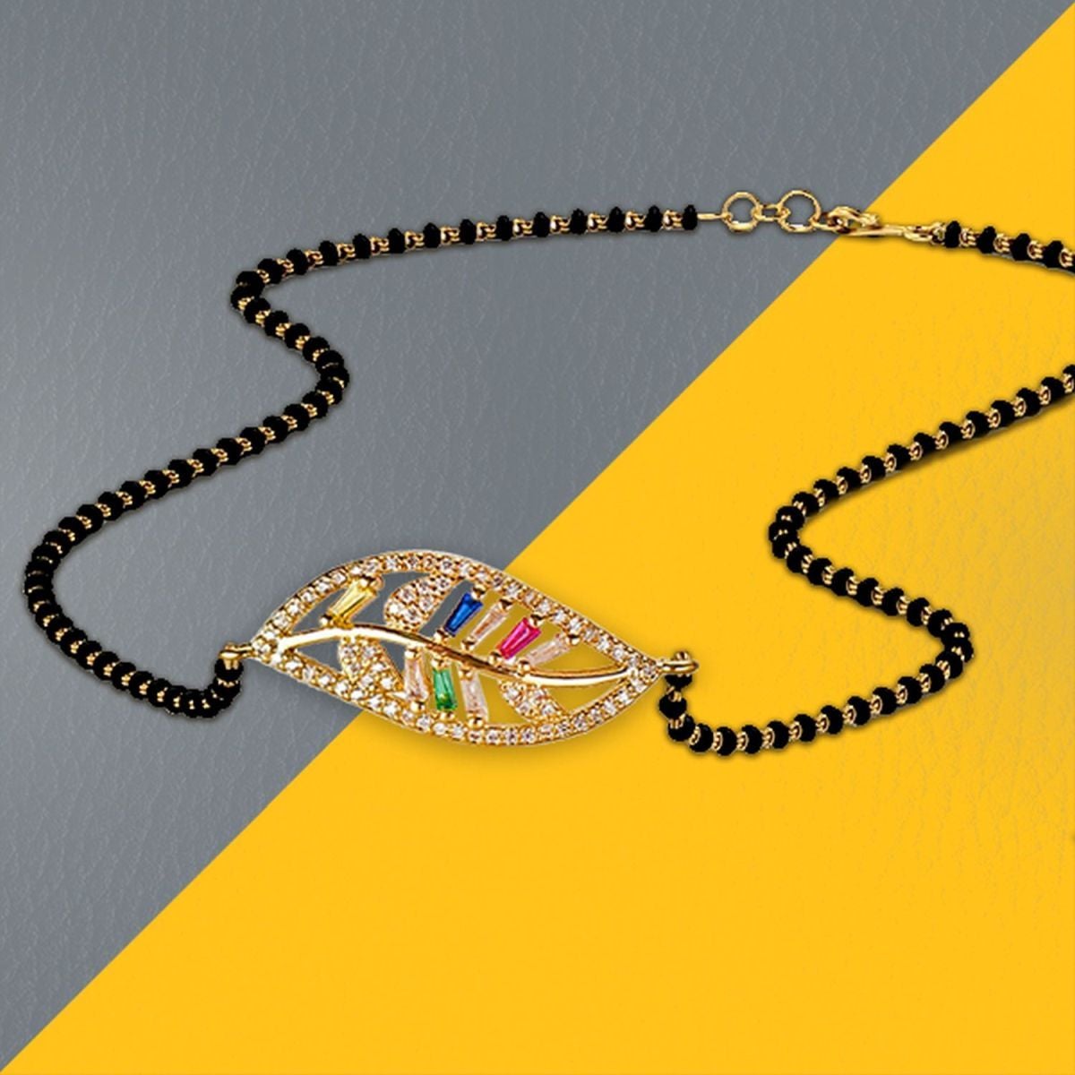Leaf Petal Floral Gold CZ Adjustable Mangalsutra Chain Necklace Bulk