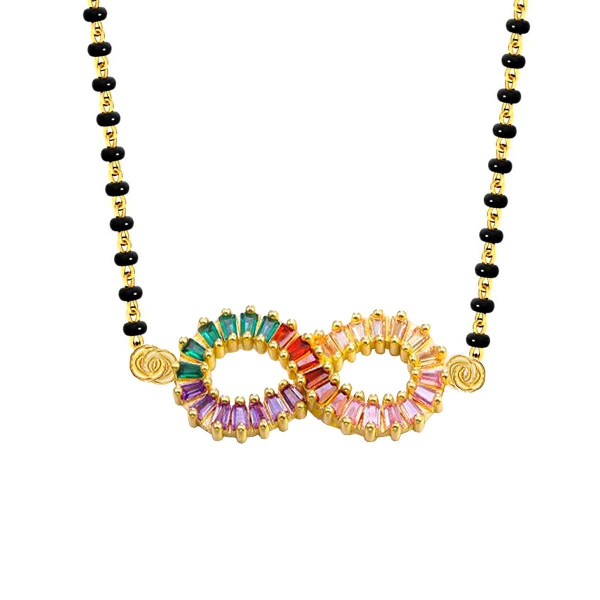 Infinity Infinite Love Colorful Rainbow Baguette Cz Mangalsutra Chain Secondary image