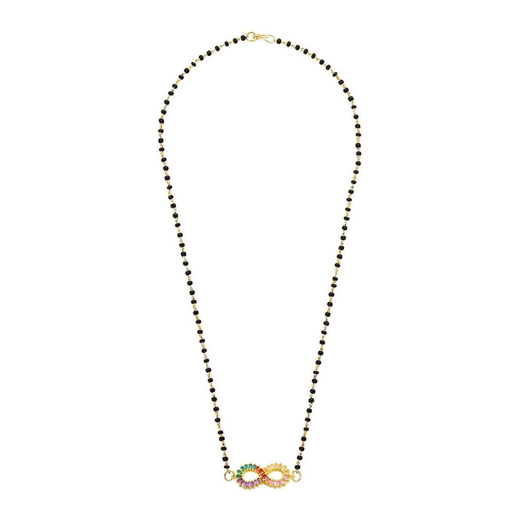 Infinity Infinite Love Colorful Rainbow Baguette Cz Mangalsutra Chain