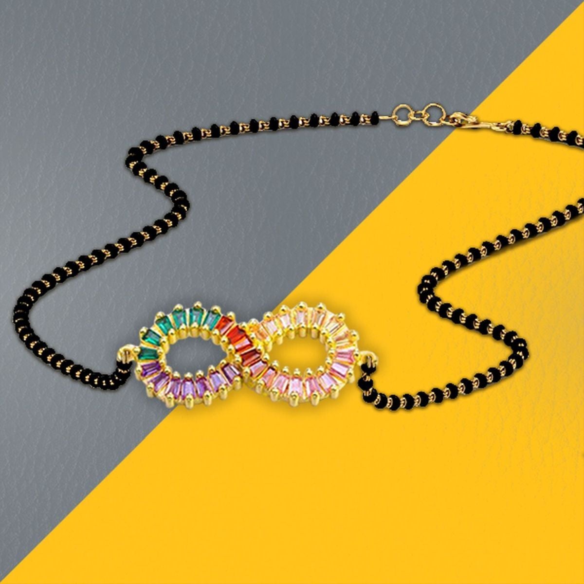 Infinity Infinite Love Colorful Rainbow Baguette Cz Mangalsutra Chain Main image