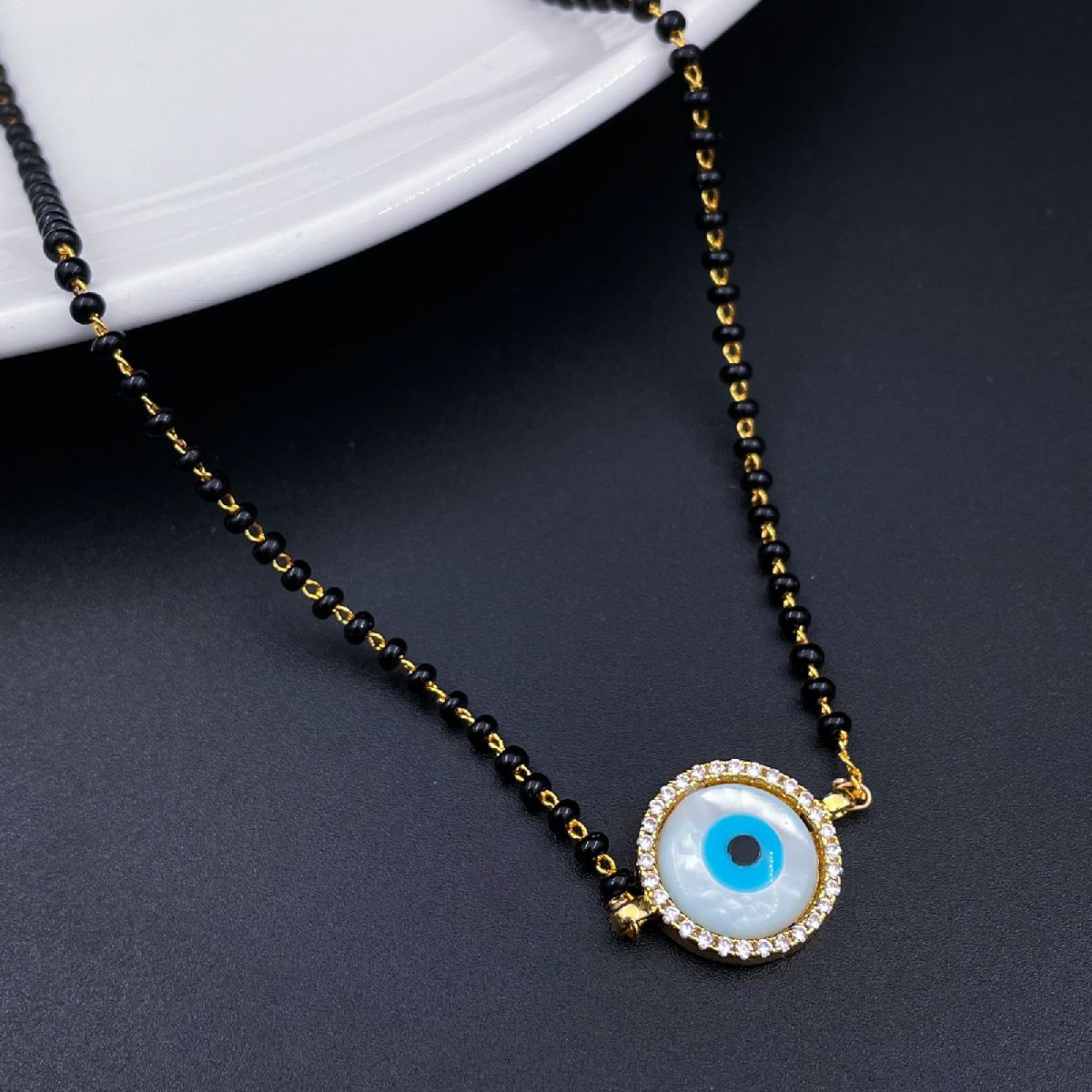 Turkish Evil Eye Nazariya Mother Of Pearl CZ Charm Mangalsutra Bulk