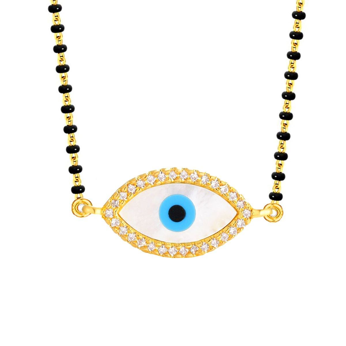 Turkish Oval Evil Eye Nazariya Mother Of Pearl Zircon American Diamond Charm Mangalsutra For Women Secondary image