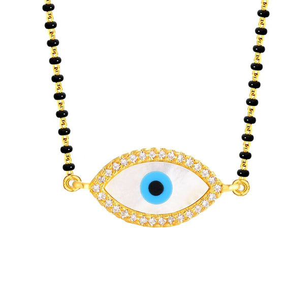 Turkish Oval Evil Eye Nazariya Mother Of Pearl Zircon American Diamond Charm Mangalsutra For Women Secondary image