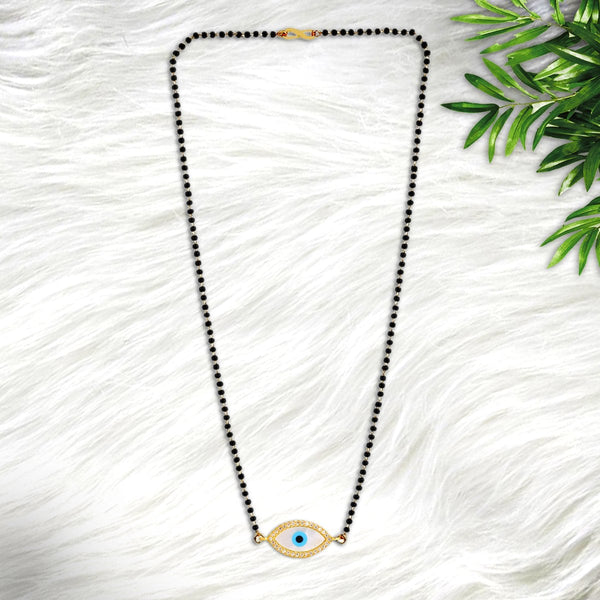 Turkish Oval Evil Eye Nazariya Mother Of Pearl Zircon American Diamond Charm Mangalsutra For Women Main image