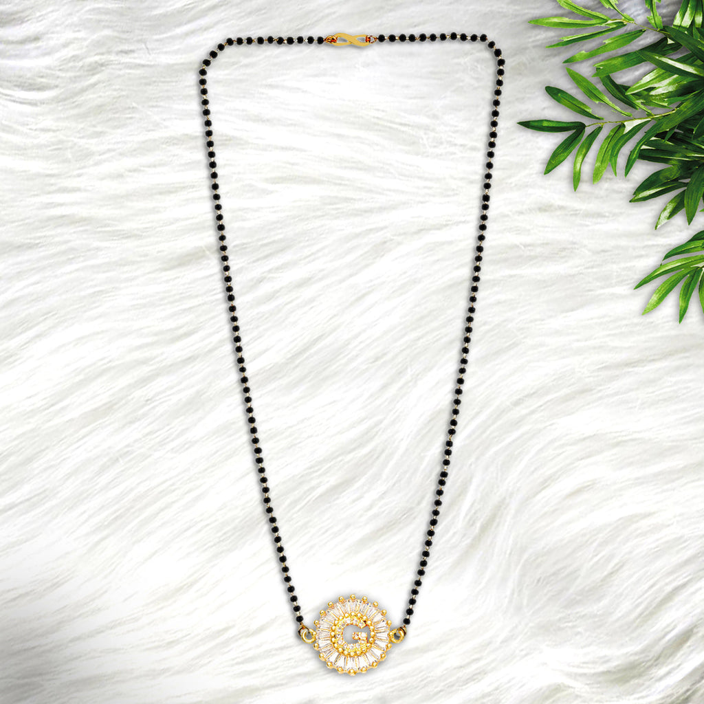 Customised Alphabet Initial Letters Baguette CZ Gold Mangalsutra Bulk