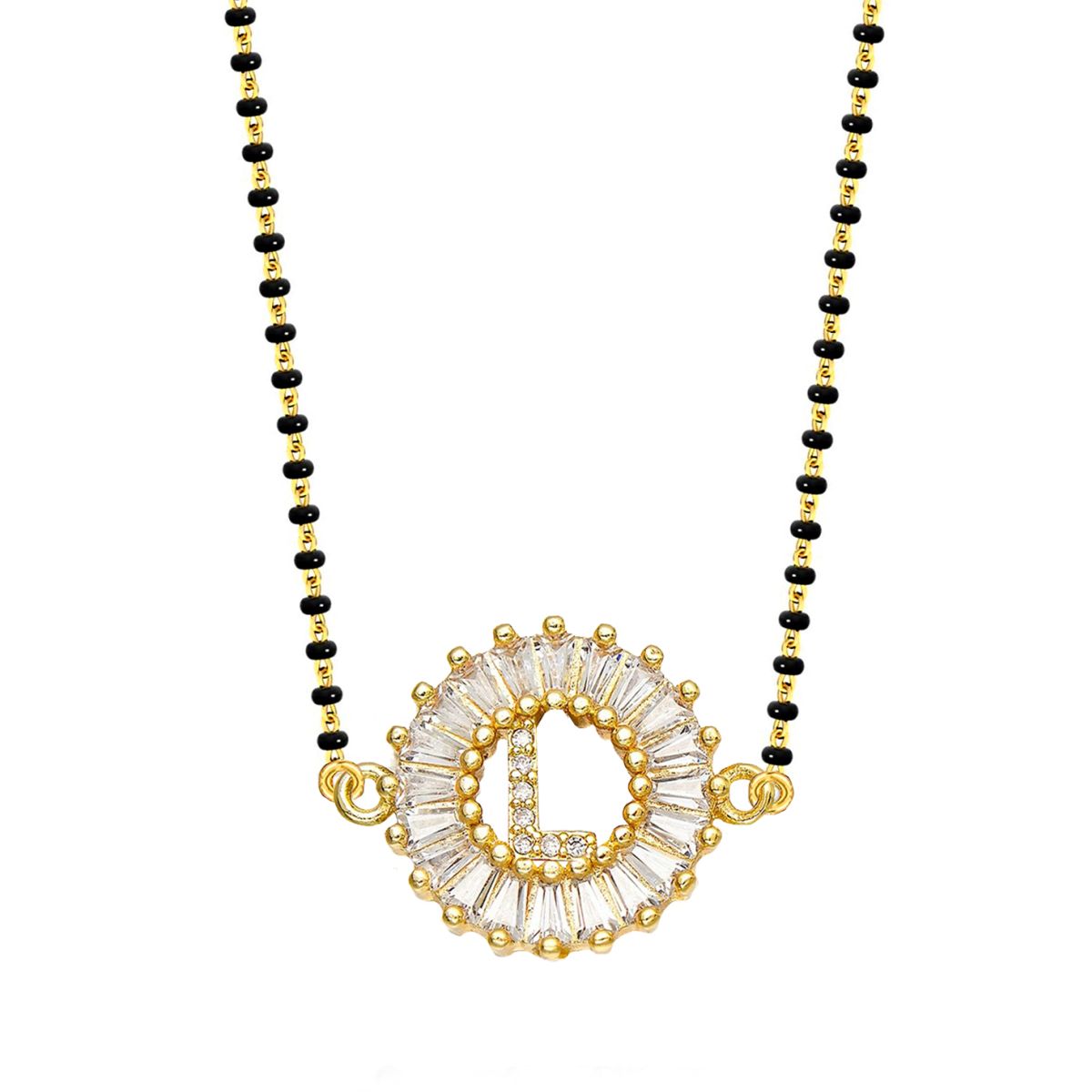 Customised Alphabet Initial Letters Baguette CZ Gold Mangalsutra Bulk