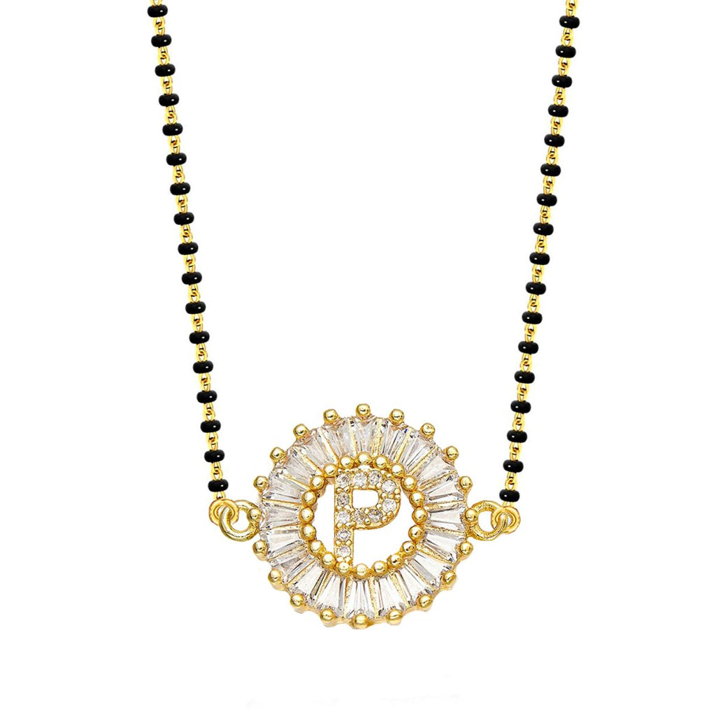 Customised Alphabet Initial Letters Baguette CZ Gold Mangalsutra Bulk