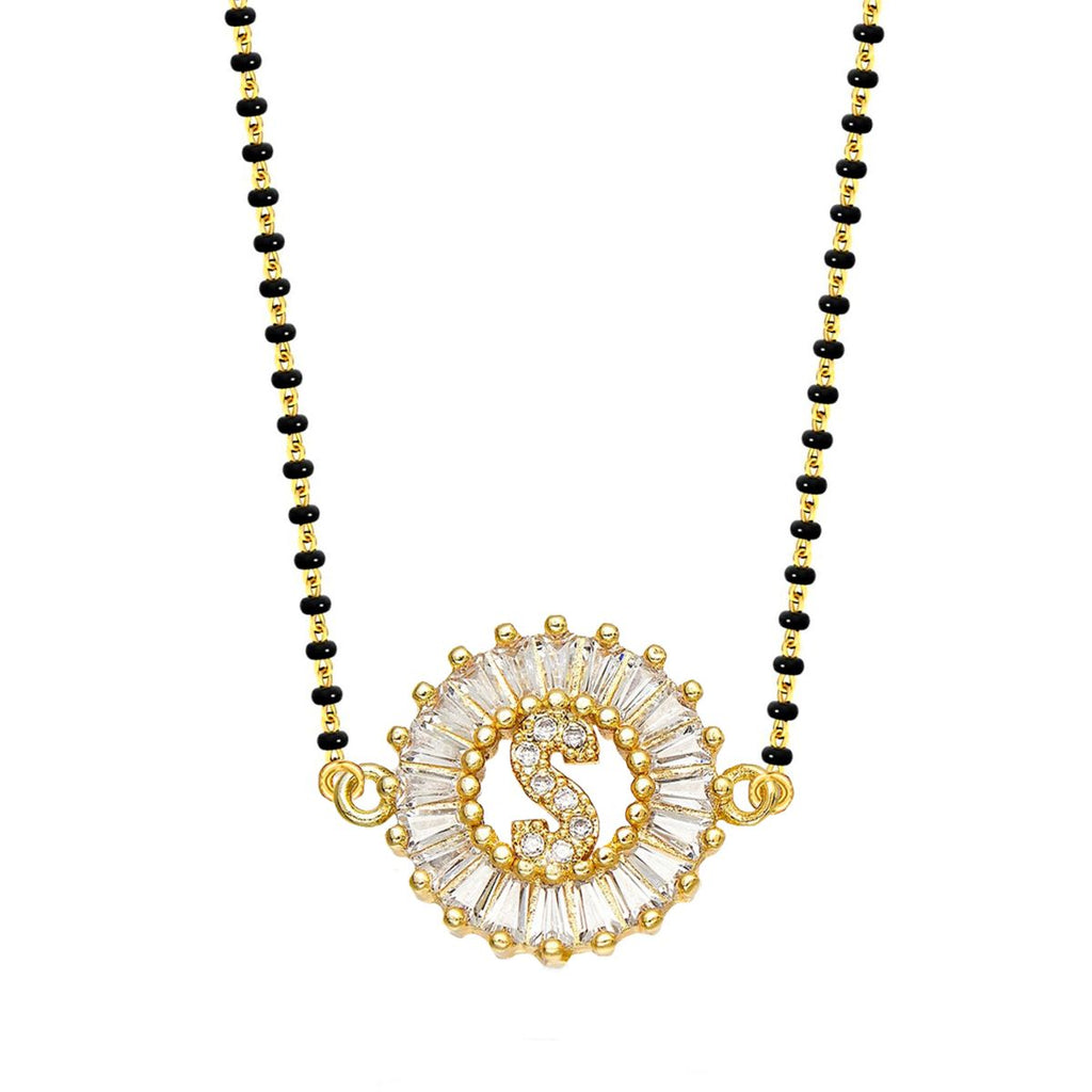 Customised Alphabet Initial Letters Baguette CZ Gold Mangalsutra Bulk