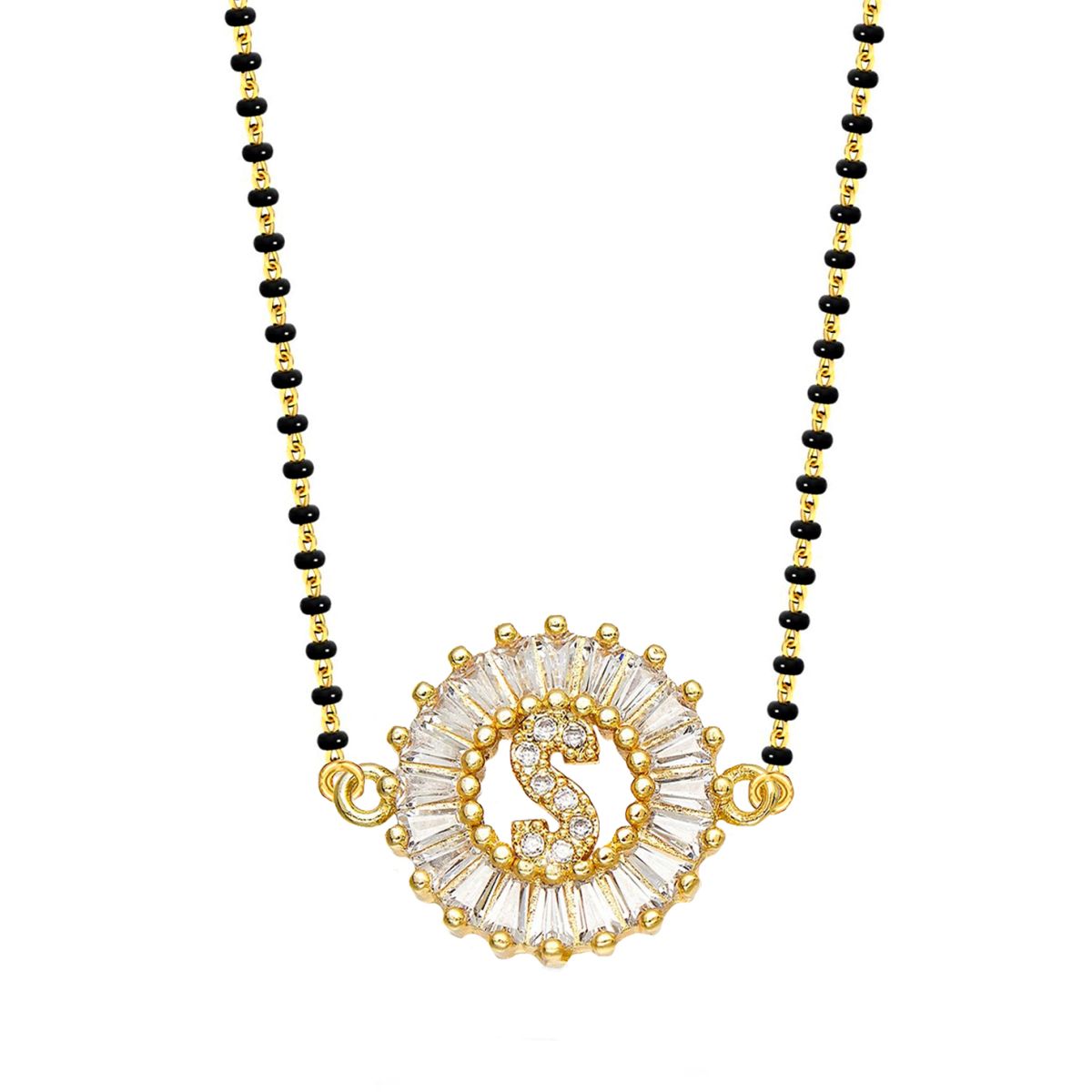 Customised Alphabet Initial Letters Baguette CZ Gold Mangalsutra Bulk