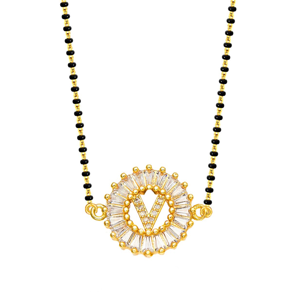 Customised Alphabet Initial Letters Baguette CZ Gold Mangalsutra Bulk