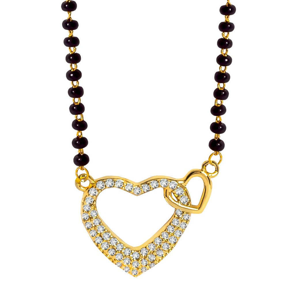 Couple Heart Love Zircon CZ 22K Gold Plated Mangalsutra Bulk