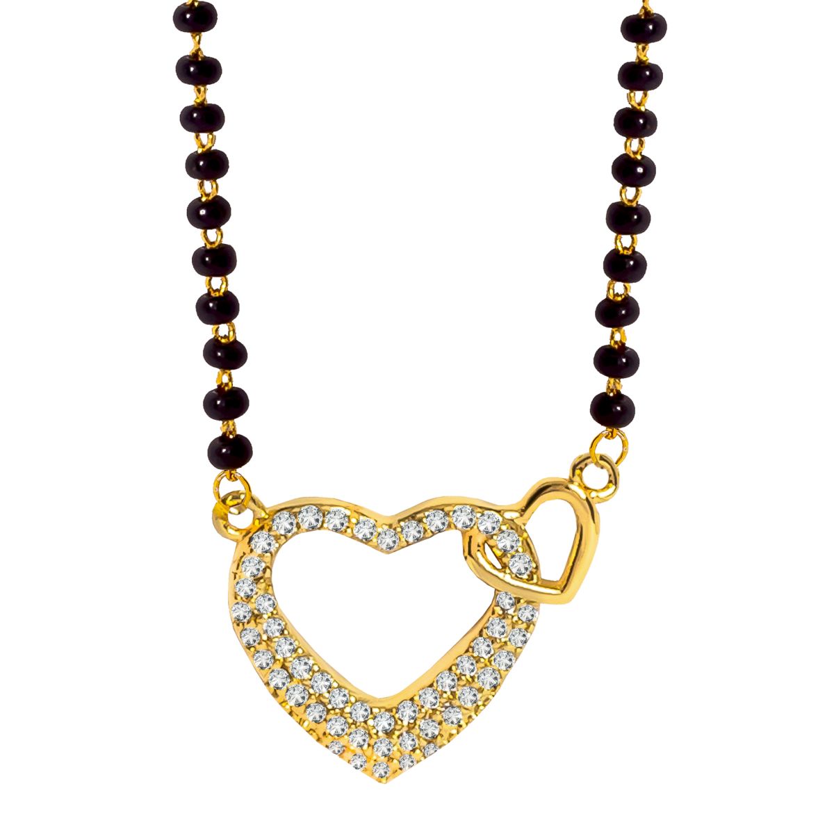 Couple Heart Love Zircon CZ 22K Gold Plated Mangalsutra Bulk