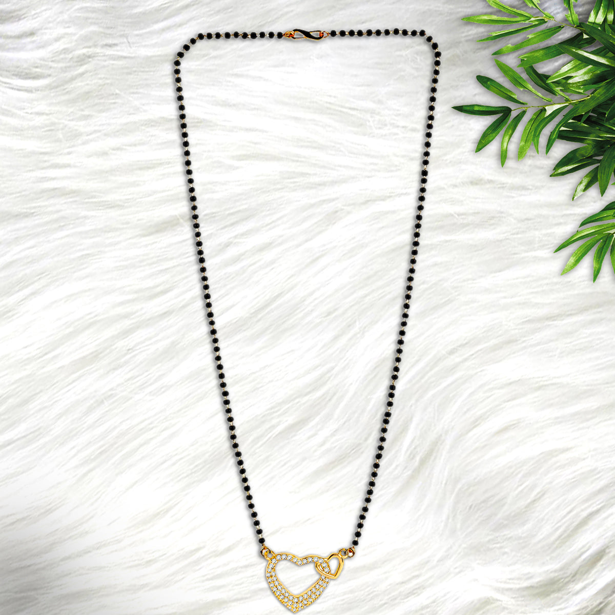 Couple Heart Love Zircon CZ 22K Gold Plated Mangalsutra Bulk Main image